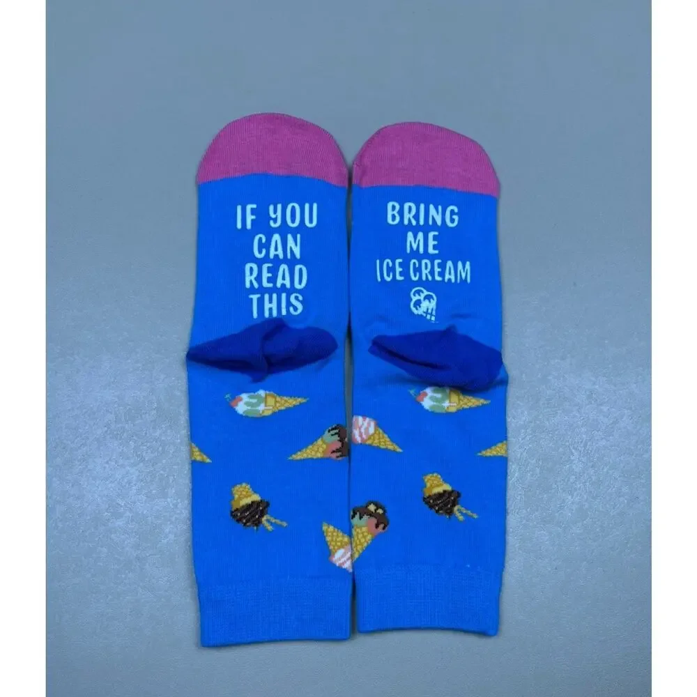 Happypop Funny Ice Cream Socks Gift Series Blue Pink Novelty Crew Socks NIB